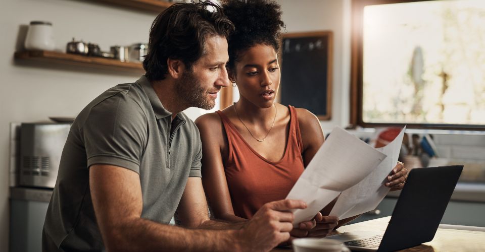 Couple looking at paperwork together